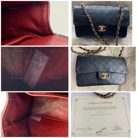 Authentic CHANEL Lambskin Small Classic Double Flap Bag Black/ Gold Hardware - Picture 7 of 12